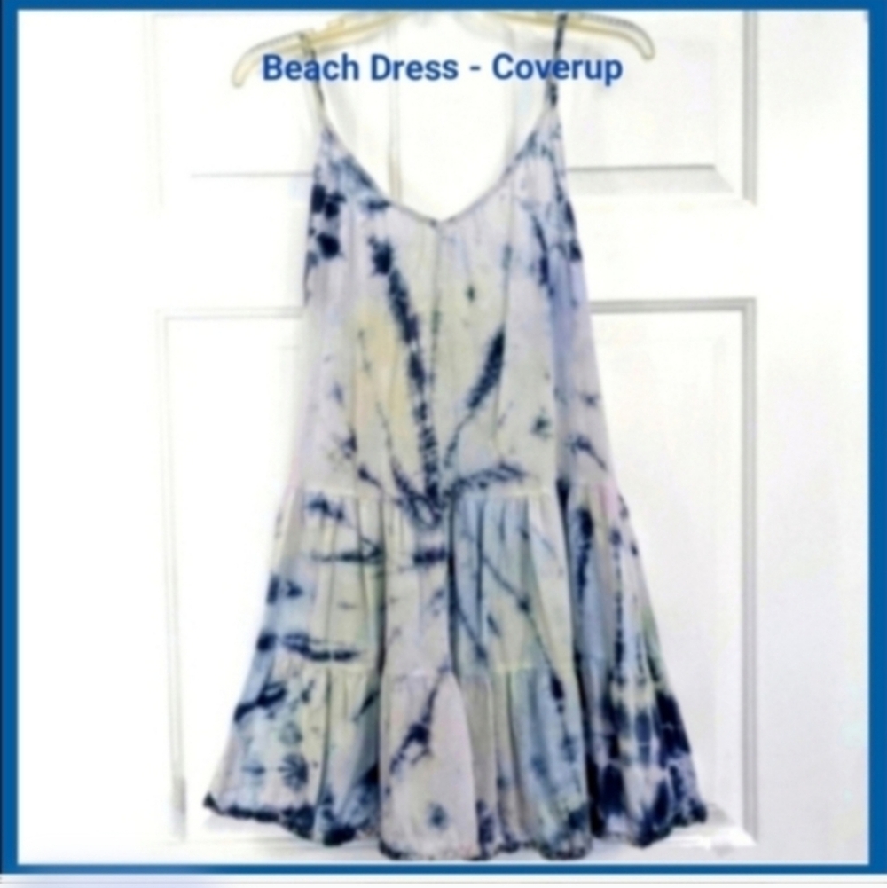 Raviya Blue Pink tie-dye swimsuit coverup dress sundress Boho - Picture 1 of 8